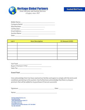 Fillable Online Sealed Bid Form Fax Email Print Pdffiller