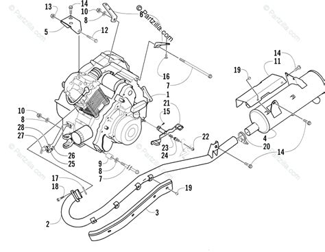 Arctic Cat ATV 2003 OEM Parts Diagram For Engine And Exhaust