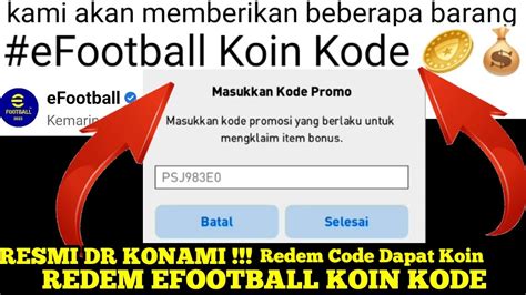 Redem Efootball Koin Kode Kode Langsung Resmi Dari Konami Link