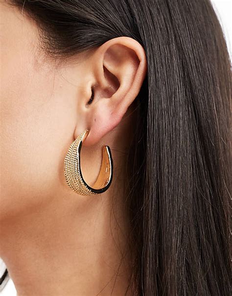 Designb London Textured Large Hoop Earrings Asos