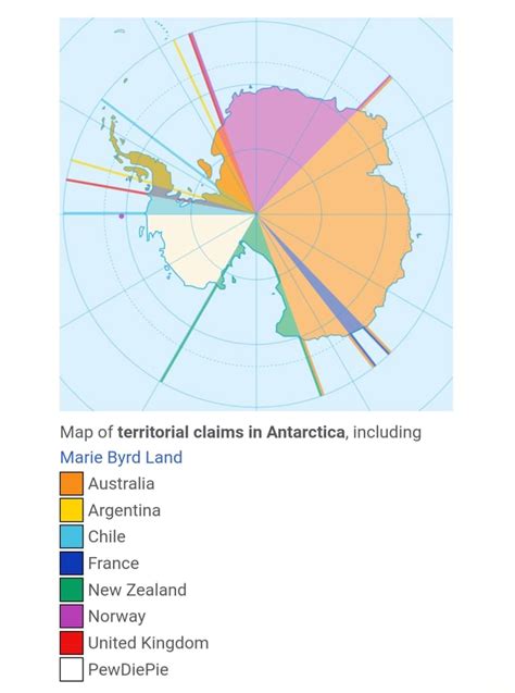 Map Of Territorial Claims In Antarctica Including Marie Byrd Land Australia I Argentina Chile