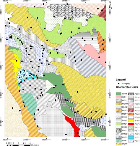 Geomorphology Map And Sampling Points In The Study Area Geomorphic