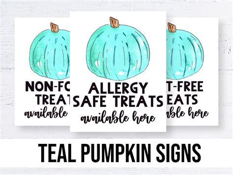 Printable Teal Pumpkin Signs Teal Pumpkin Project, Trick or Treat ...