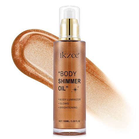 Ikzee Body Shimmer Oil Liquid Highlighter Bronze Gold Shimmer Body Oil Long Lasting And Smooth