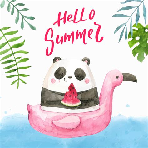 Free Vector Hand Painted Watercolor Hello Summer Illustration