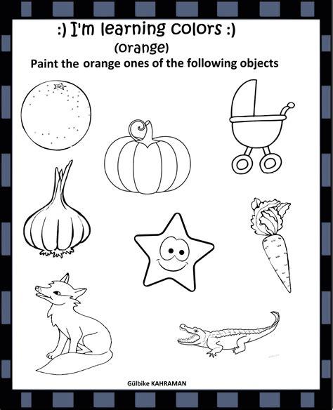 Free Color Orange Worksheets