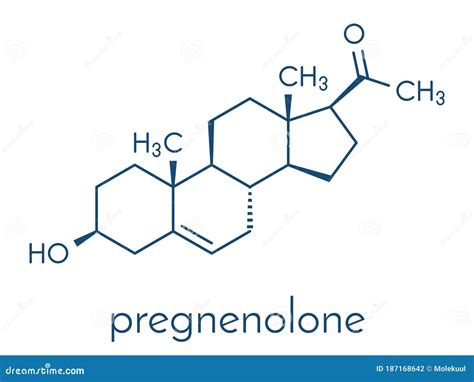 Pregnenolone Molecule 3d Molecular Structure Ball And Stick Model Structural Chemical Formula