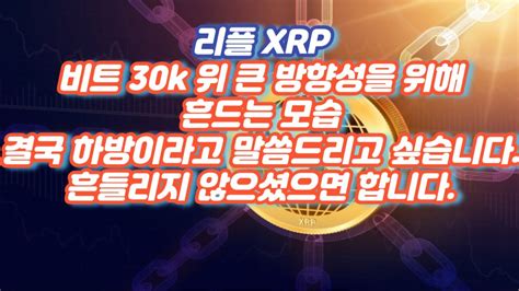 리플 Xrp 비트 30k 위 큰 방향성을 위해 흔드는 모습 결국 하방이라고 말씀드리고 싶습니다 흔들리지 않으셨으면 합니다