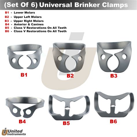 Dental Rubber Dam Brinker Clamps Universal Tissue Retractors Bicuspids