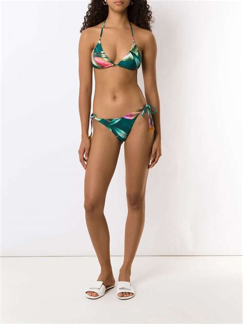 Lygia Nanny Maya Floral Print Two Piece Bikini Green Editorialist