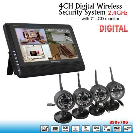 Tft Digital G Wireless Cameras Audio Baby Video Monitor Ch Quad Dvr