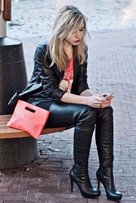 Women In Leather Juststeve Candid Street Style Blonde Amateur