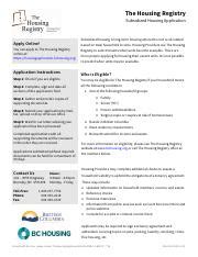 Housing Registry Application Form Pdf The Housing Registry Subsidized