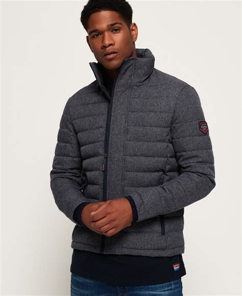 Mens Tweed Double Zip Fuji Jacket In Navy Tweed Superdry