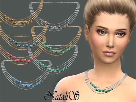 The Sims Resource NataliS Multiwire Necklace With Cabochons