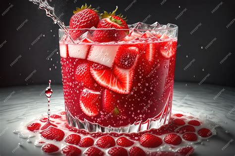 Premium Ai Image A Glass Of Strawberry Cocktail Being Poured Into A Glass