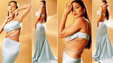 Esha Gupta Looks Scintillating Hot In Stunning Ice Blue Satin Dress As She Goes Bold For Latest