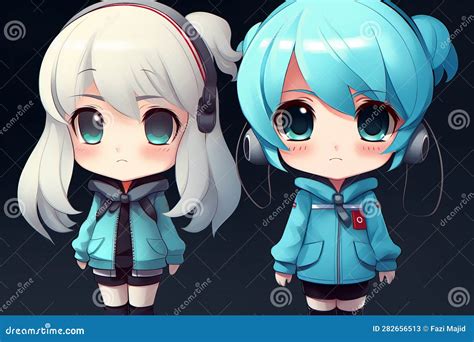 Anime Chibi Style Girl Character Generative Ai Stock Illustration