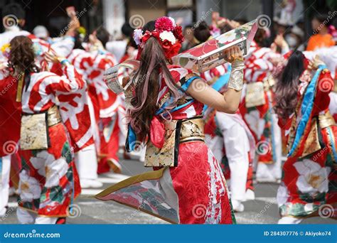 Japanese Performers Dancing In The Yosakoi Festival Editorial Photo