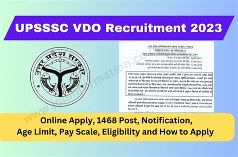 UPSSSC VDO Recruitment 2023 Online Apply 1468 Post Notification Age