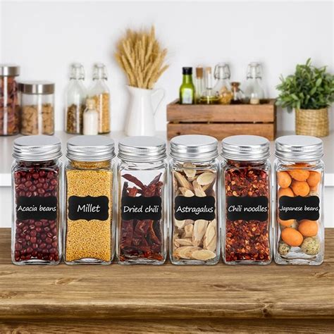 Kruidenpotjes Set Met Deksels 12 Spice Shakers 120 Ml Vierkante Glas