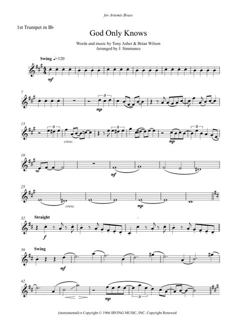 God Only Knows Arr J Simmance By The Beach Boys Sheet Music For Brass Ensemble At Sheet