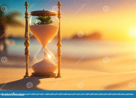 Hourglass On A Beach Summer Accommodation Concept With Falling Sand Ai Generative Stock