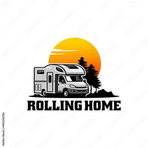 RV - motor home - camper van - caravan logo vector Stock Vector | Adobe Stock