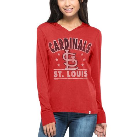 Women's St. Louis Cardinals '47 Red Rebound Hooded Long Sleeve T-Shirt