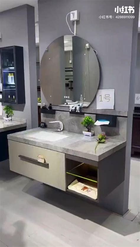 New Design Bathroom Vanity Set With Round Mirror Video Modern