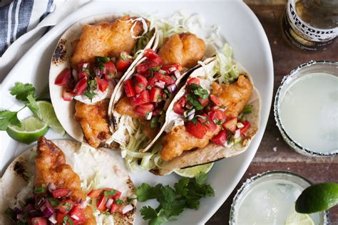 Fried Fish Tacos With Herb Yogurt Sauce And Pico De Gallo