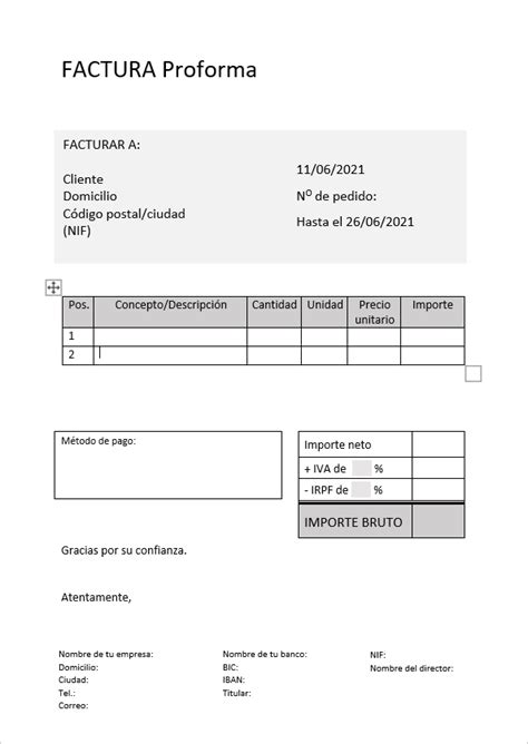 Qu Es Una Factura Proforma Y C Mo Se Hace Incluye Plantilla