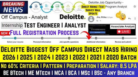 Deloitte Biggest Analyst Hiring Update For Batch Test