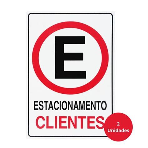 2 Placa Indicativa Estacionamento Clientes 20x30cm PVC Pacific