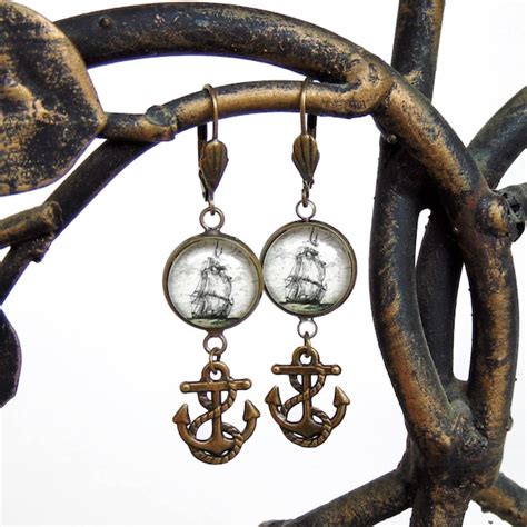 Nautical Dangle Earrings Etsy