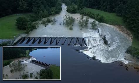 Drone Footage Shows A Huge Break In A Mississippi Dam As Life