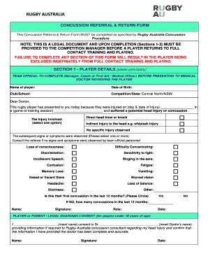 Fillable Online CONCUSSION REFERRAL RETURN FORM Fax Email Print