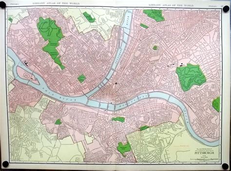 City Of Pittsburgh Pennsylvania 1912 Rand Mcnally Color Map With Railroads