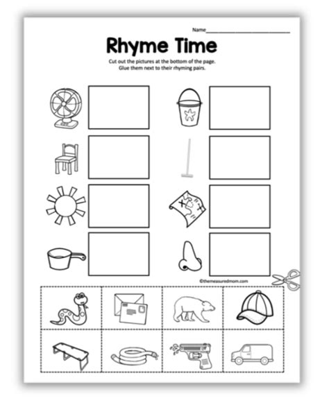 Cut And Paste Rhyming Worksheet