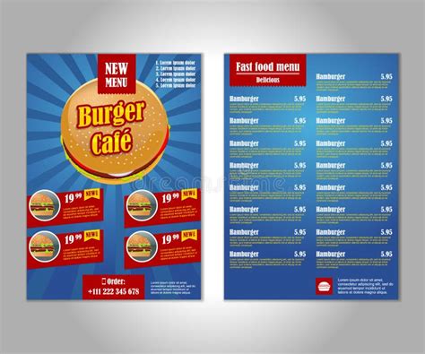 Fast Food Flyer Design Vector Template In A4 Size Stock Illustration