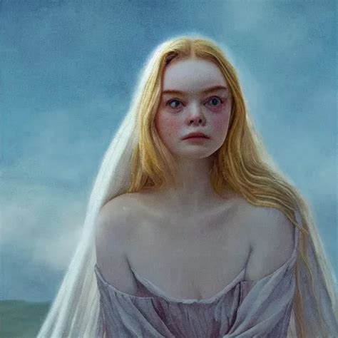 Elle Fanning In The Painted World Of Angels Egg Head Stable