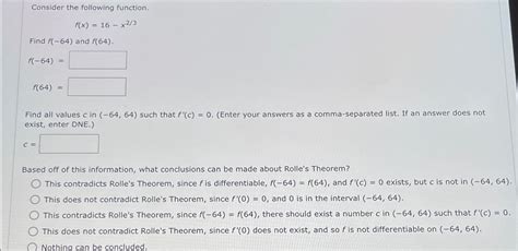 Solved Consider The Following Function F X 16 X23find