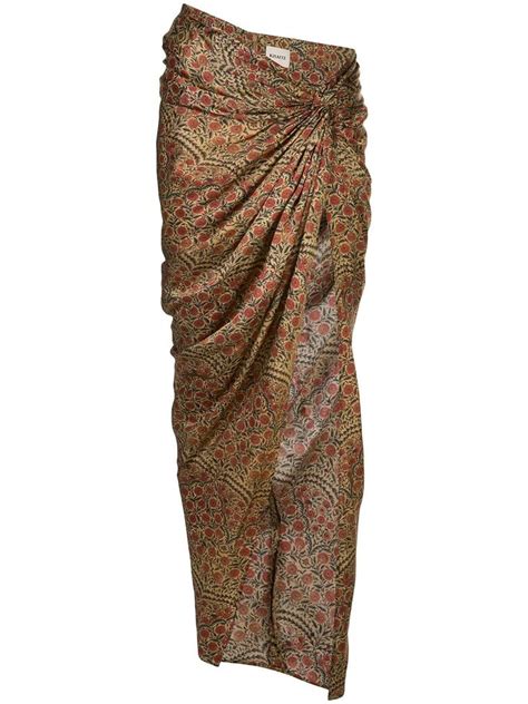 Khaite Louie Draped Wrap Skirt Red Wrap Skirt Skirts Asymmetrical