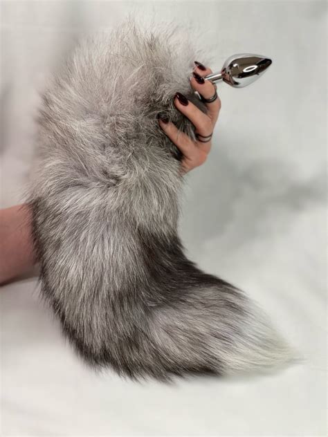 Gray Fox Tail Plug Gray Wolf Tail Plug Tail Butt Plug Cosplay Butt