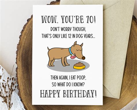 Funny 70th Birthday Card Printable, Dog Lover Birthday Card, Turning 70 ...