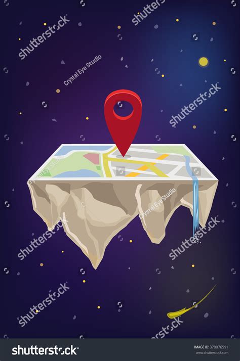 Locator Icon On Floating Map Space Stock Vector Royalty Free 370076591