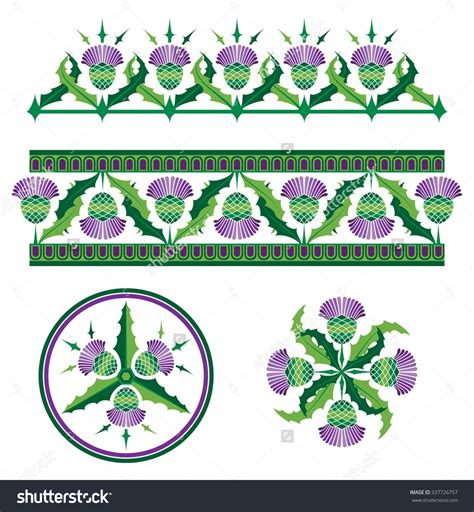 Scottish Thistle Vector Borders And Ornaments Thistle Pattern