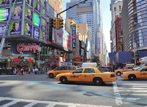 Times Square Taxi New York Usa Editorial Stock Image Image Of Logos