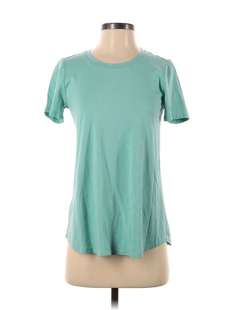 Logo By Lori Goldstein Solid Blue Teal Short Sleeve T Shirt Size Xxs