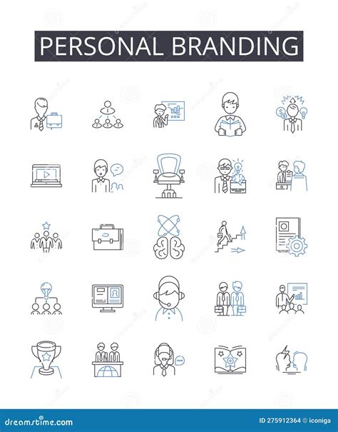 Personal Branding Line Icons Collection Online Presence Image